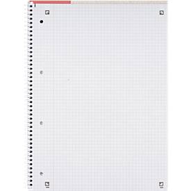 Oxford Collegeblock Recycling, 80 Blatt, DIN A4+, 90 g/m², 4-fach gelocht, Spiralbindung, OPTIK PAPER®, kariert, Rand links, rot