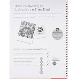 Oxford Collegeblock Recycling, 80 Blatt, DIN A4+, 90 g/m², 4-fach gelocht, Spiralbindung, OPTIK PAPER®, kariert, Rand links, rot