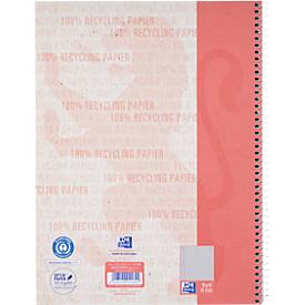 Oxford Collegeblock Recycling, 80 Blatt, DIN A4+, 90 g/m², 4-fach gelocht, Spiralbindung, OPTIK PAPER®, kariert, Rand links, rot
