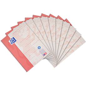 Oxford Collegeblock Recycling, 80 Blatt, DIN A4+, 90 g/m², 4-fach gelocht, Spiralbindung, OPTIK PAPER®, kariert, Rand links, rot