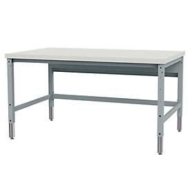 Packtisch Bedrunka+Hirth Komfort, Grundtisch, per Klemme höhenverstellbar, bis 200 kg, MDF-HPL-Arbeitsplatte, B 2000 x T 750 mm