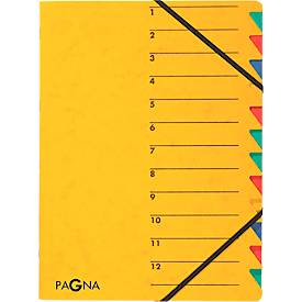 PAGNA Dokumentenmappe Easy, DIN A4, Gummizugverschluss, 12-teilig, gelb