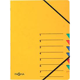PAGNA Dokumentenmappe Easy, DIN A4, Gummizugverschluss, 7-teilig, gelb