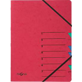 PAGNA Dokumentenmappe Easy, DIN A4, Gummizugverschluss, 7-teilig, rot
