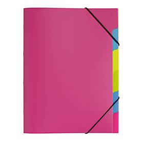 PAGNA Dokumentenmappe Funky School, Gummizugverschluss, 5-teilig, PP, dunkelrosa