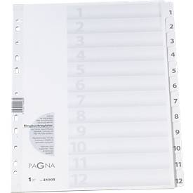 PAGNA Karton-Register, Zahlen 1-12, grau