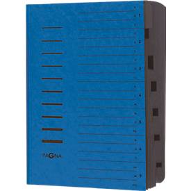 PAGNA Ordnungsmappe, für DIN A4, 7 Fächer, Pressspan, einzeln, blau
