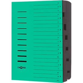 PAGNA Ordnungsmappe, für DIN A4, 7 Fächer, Pressspan, einzeln, grün
