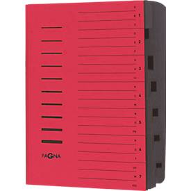 PAGNA Ordnungsmappe, für DIN A4, 7 Fächer, Pressspan, einzeln, rot