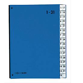 PAGNA Pultordner Color 1 - 31, auch für Überformate, numerisch, Polypropylen, blau