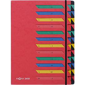 PAGNA Pultordner, für DIN A 4, A-Z, 24 Fächer, Karton, rot