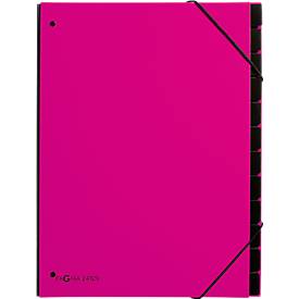 Pagna Pultordner Trend, für DIN A4, Karton, 12 Fächer, dunkelrosa