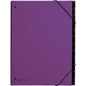 Pagna Pultordner Trend, für DIN A4, Karton, 12 Fächer, lila