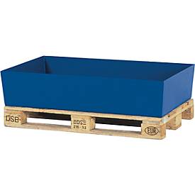 Paletten-Auffangwanne ASECOS, Stahl, 200 l Auffangvolumen, B 815 x T 1235 x H 255 mm, lackiert o. verzinkt