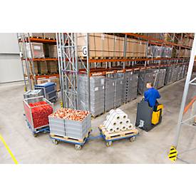 Paletten-Fahrgestell, mit Rollen, Routenzug für Gitterboxen und Flachpaletten