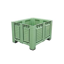 Palettenbehälter Big Box FP-FBO1210, 680 l, B 1200 x T 1000 x H 790 mm, perforiert, hellgrün, 4 Füße, bis 450 kg