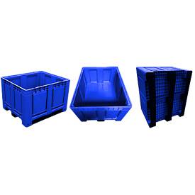 Palettenbox Big Box 680 l, B 1200 x T 1000 x H 790 mm, geschlossen, blau, 3 Kufen