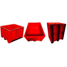Palettenbox Big Box 680 l, B 1200 x T 1000 x H 790 mm, geschlossen, rot, 3 Kufen
