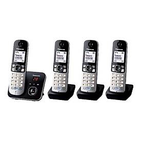 Panasonic KX-TG6824 - Schnurlostelefon - Anrufbeantworter mit Rufnummernanzeige - DECT - Schwarz + 3 zusätzliche Handset