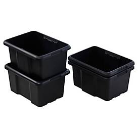 Paperflow Aufbewahrungsbox Bacs, 30 L, Polypropylen, stapelbar, nestbar, L 455 x B 365 x H 230 mm, Traglast 25 kg, schwarz