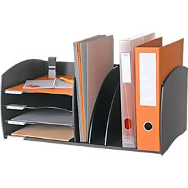 Paperflow desk organisers, 4 compartments, adjustable dividers, black