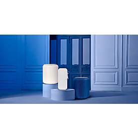 Paperflow faltbarer Sitzhocker, Wabenkarton, Sitzkissen aus Kunstleder, Ø 300 mm x H 420 mm, bis 300 kg, blau