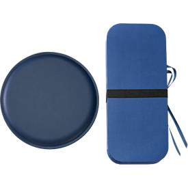 Paperflow faltbarer Sitzhocker, Wabenkarton, Sitzkissen aus Kunstleder, Ø 300 mm x H 420 mm, bis 300 kg, blau