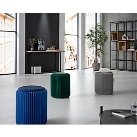 Paperflow faltbarer Sitzhocker, Wabenkarton, Sitzkissen aus Kunstleder, Ø 300 mm x H 420 mm, bis 300 kg, blau