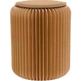 Paperflow faltbarer Sitzhocker, Wabenkarton, Sitzkissen aus Kunstleder, Ø 300 mm x H 420 mm, bis 300 kg, braun