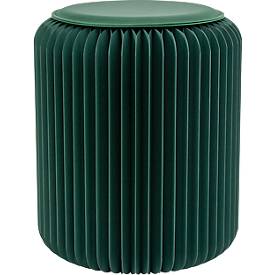 Paperflow faltbarer Sitzhocker, Wabenkarton, Sitzkissen aus Kunstleder, Ø 300 mm x H 420 mm, bis 300 kg, grün