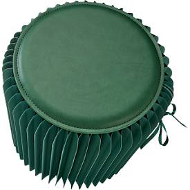 Paperflow faltbarer Sitzhocker, Wabenkarton, Sitzkissen aus Kunstleder, Ø 300 mm x H 420 mm, bis 300 kg, grün