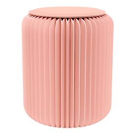 Paperflow faltbarer Sitzhocker, Wabenkarton, Sitzkissen aus Kunstleder, Ø 300 mm x H 420 mm, bis 300 kg, rosé