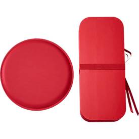 Paperflow faltbarer Sitzhocker, Wabenkarton, Sitzkissen aus Kunstleder, Ø 300 mm x H 420 mm, bis 300 kg, rot