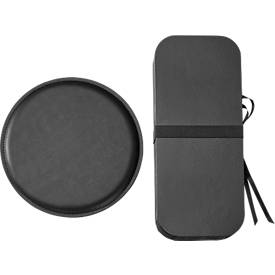 Paperflow faltbarer Sitzhocker, Wabenkarton, Sitzkissen aus Kunstleder, Ø 300 mm x H 420 mm, bis 300 kg, schwarz