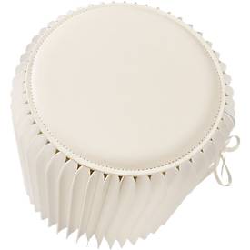 Paperflow faltbarer Sitzhocker, Wabenkarton, Sitzkissen aus Kunstleder, Ø 300 mm x H 420 mm, bis 300 kg, weiß