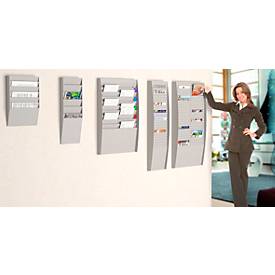 Paperflow Prospekt-Wandhalter A4 quer 6 Fächer, grau