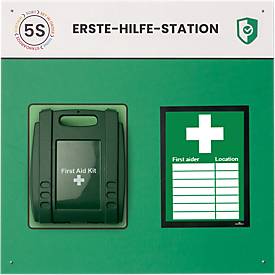 Paperflow Shadowboard „Erste-Hilfe-Station“, Wandmontage, für 1 Erste-Hilfe-Kasten/1 Inforahmen, erweiterbar, B 750 x H 750 mm, grün