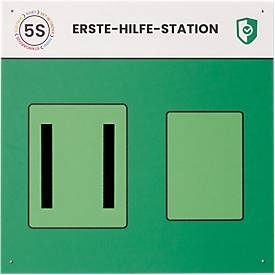 Paperflow Shadowboard „Erste-Hilfe-Station“, Wandmontage, für 1 Erste-Hilfe-Kasten/1 Inforahmen, erweiterbar, B 750 x H 750 mm, grün
