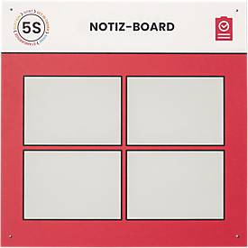 Paperflow Shadowboard „Notizboard“, Wandmontage, für 4 A4-Inforahmen, erweiterbar, B 750 x H 750 mm, rot