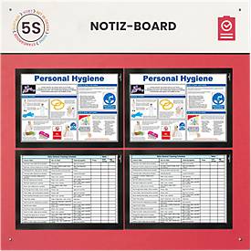Paperflow Shadowboard „Notizboard“, Wandmontage, für 4 A4-Inforahmen, erweiterbar, B 750 x H 750 mm, rot
