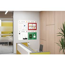 Paperflow Shadowboard „Notizboard“, Wandmontage, für 4 A4-Inforahmen, erweiterbar, B 750 x H 750 mm, rot