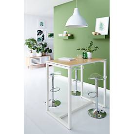 Paperflow Stehtisch Easy Desk, aus Metall, mit Bodenausgleichsschrauben, H 1100 mm, desinfektionsmittelbeständig, buche/weiß