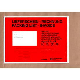 Papier-Dokumententasche/Lieferscheintasche SecurePack, C5, Fenster links, mit Aufdruck, selbstklebend, 100 % recycelbares Pergaminpapier, rot, 250 Stück