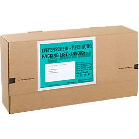Papier-Dokumententasche/Lieferscheintasche SecurePack, C6, Fenster links, mit Aufdruck, selbstklebend, 100 % recycelbares Pergaminpapier, grün, 250 Stück