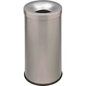 Papierkorb Cocorito, feuerfest, Inhalt 50 Liter, mit Deckel, silber