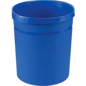 Papierkorb HAN GRIP, rund, Volumen 18 l, extra stabil, 2 Griffmulden, ohne Deckel, B 237 x T 312 x H 350 mm, Polypropylen, blau