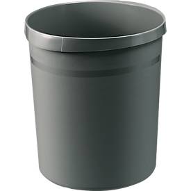 Papierkorb HAN GRIP, rund, Volumen 18 l, extra stabil, 2 Griffmulden, ohne Deckel, B 237 x T 312 x H 350 mm, Polypropylen, dunkelgrau