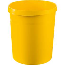 Papierkorb HAN GRIP, rund, Volumen 18 l, extra stabil, 2 Griffmulden, ohne Deckel, B 237 x T 312 x H 350 mm, Polypropylen, gelb