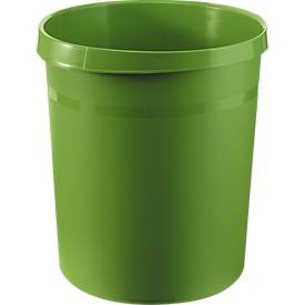 Papierkorb HAN GRIP, rund, Volumen 18 l, extra stabil, 2 Griffmulden, ohne Deckel, B 237 x T 312 x H 350 mm, Polypropylen, grün