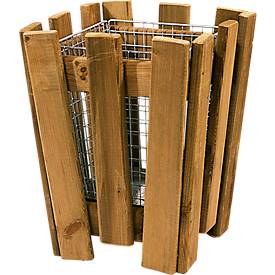 Papierkorb M8 mit Holzleisten